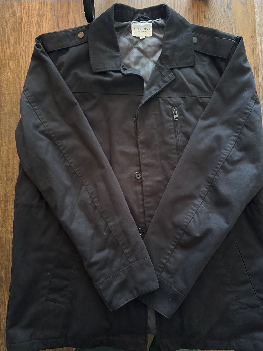Five Four Men's Black Field Jacket with Zip Chest Pocket